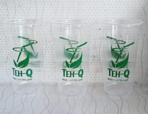 sablon cup logo satu warna 22 oz warna logo hijau