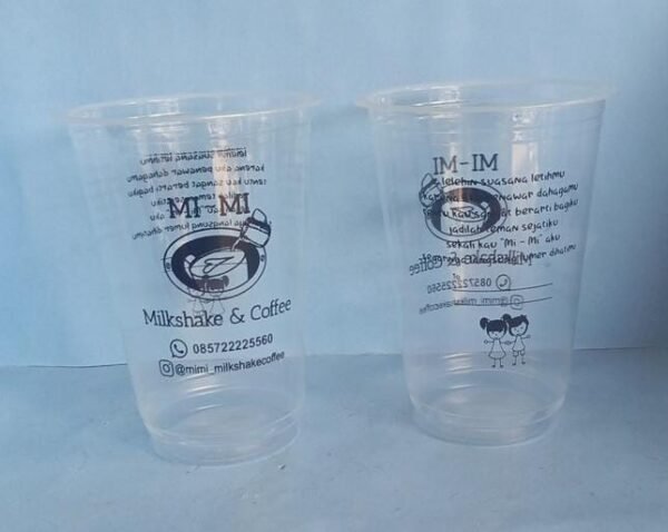 sablon cup logo 1 warna pp 16 oaz bening dan kuat