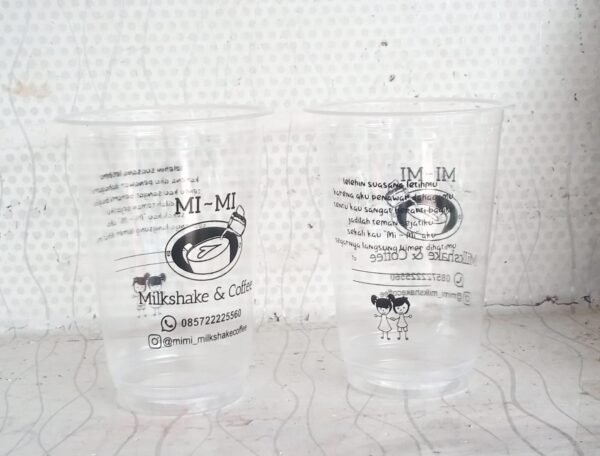 sablon cup 16oz logo satu warna polycup