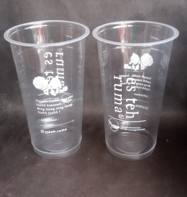 sablon cup 22 oz datar logo satu warna