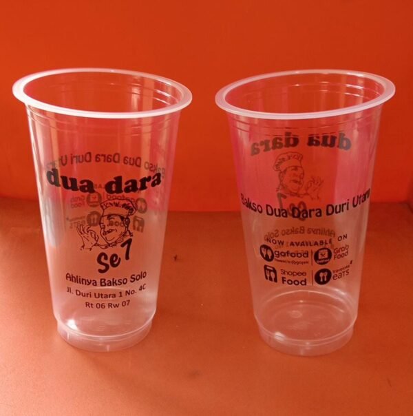 sablon cup logo satu warna 600 ml