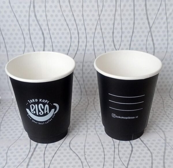 paper cup doublewall hitam 8oz proses cepat
