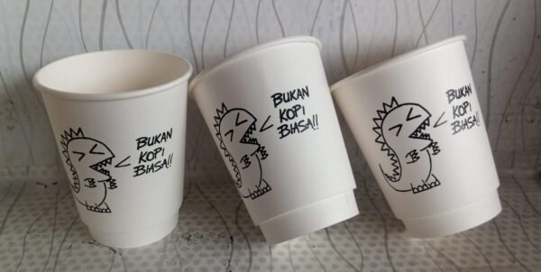 papercup putih double wall 8oz kemasan kekinian