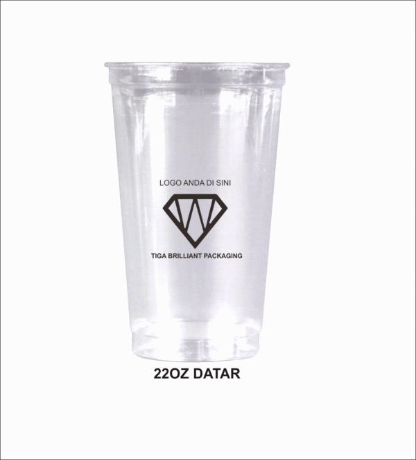 sablon cup 22 oz datar logo satu warna